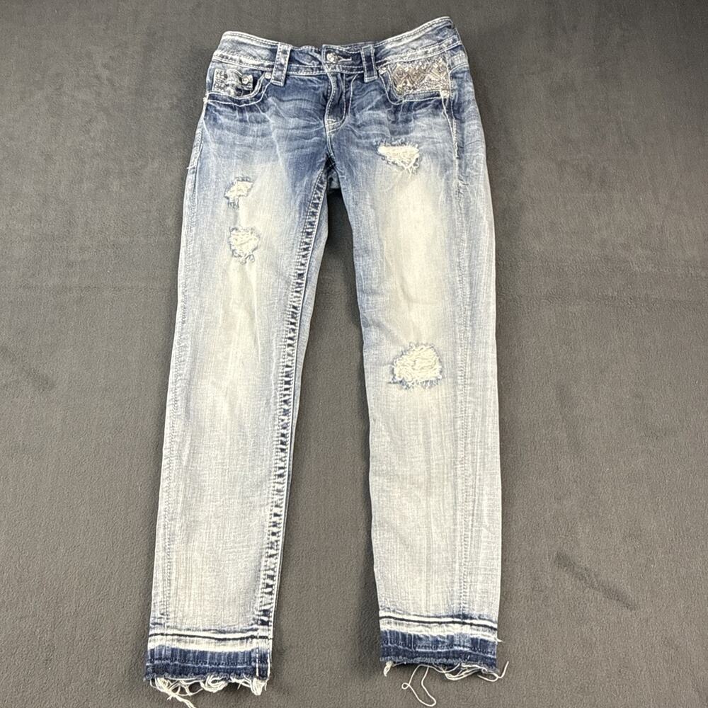 Miss Me Low Rise Skinny Jeans 27 Bling Pocket Ankle Stretch Womens JP8600AK